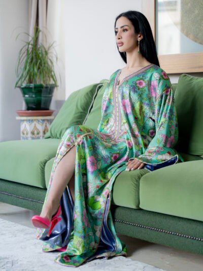 Caftan marocain lagon floral